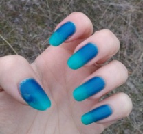 blue nails golden rose ombre real nails